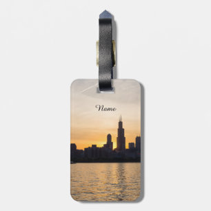Willis Tower Sunset Silhouette Luggage Tag
