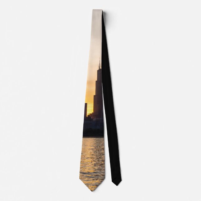 Willis Tower Sunset Silhouette Tie (Front)