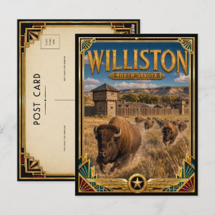 Williston North Dakota Vintage Art Deco Golden Age Postcard
