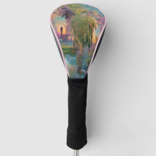 Willow and wisteria by the pond at sunset Golf Head Cover