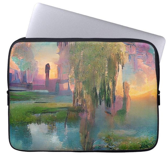  Willow and wisteria by the pond at sunset  Laptop Sleeve (Front)