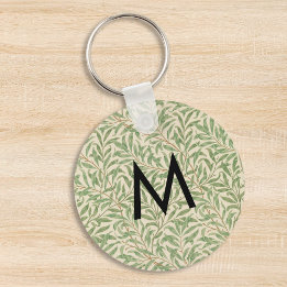 Willow Botanical Leaves William Morris Monogrammed Key Ring