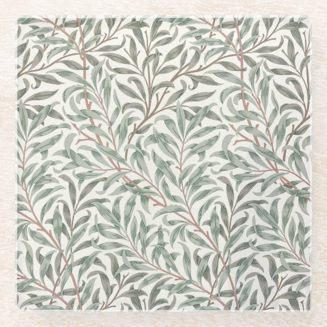 Willow Bough, wallpaper design, 1874 (wallpaper) Glass Coaster (Front)
