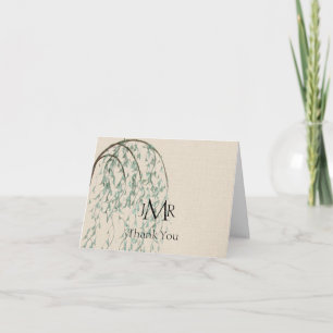 Willow Branch on Linen Anniversary Thank You Card