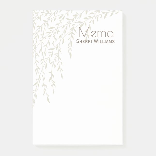 Willow Branches Personalised Post It Note Pad (Front)