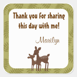 Willow Deer Baby Mummy Kiss square sticker