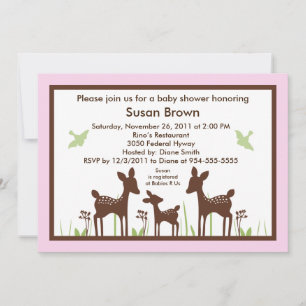 Willow Deer/Deer Pink Baby Shower Invitation
