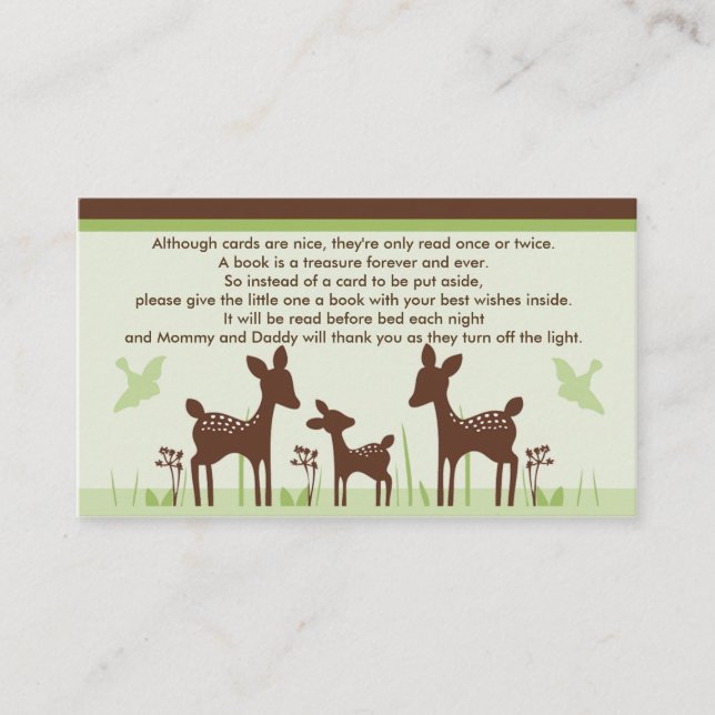 Willow Deer Family Baby Shower Book Request Cards (Front)