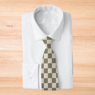 Willow Grey and Bone Checkerboard Tie