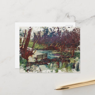 Willow Hall Dam, Sowerby Bridge Impressionist Art Postcard