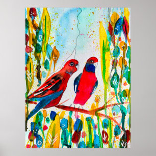 Willow in vase watercolor Poster
