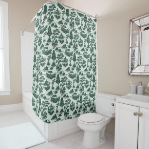 Willow Jade Garden with Pagoda and Boat Shower Curtain