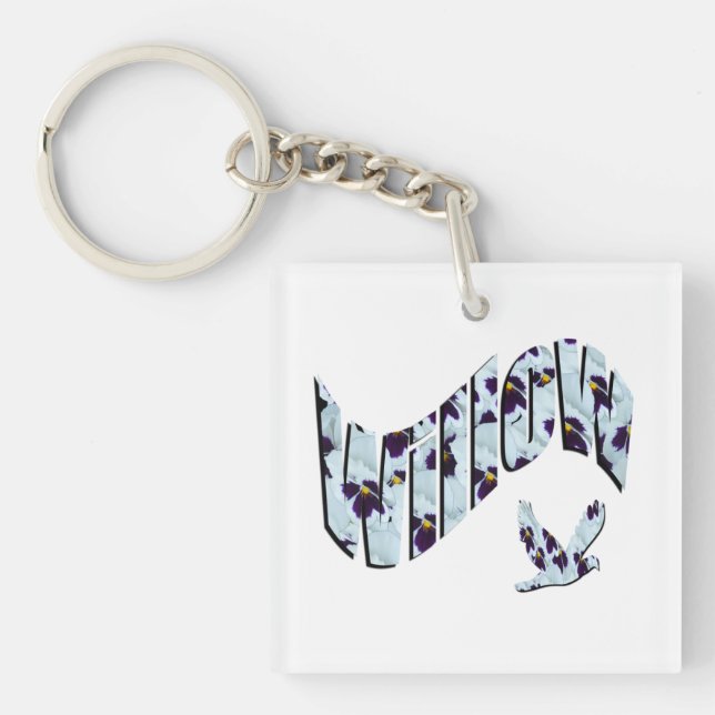 Willow, Ladies Name, Floral Logo, Key Ring (Front)