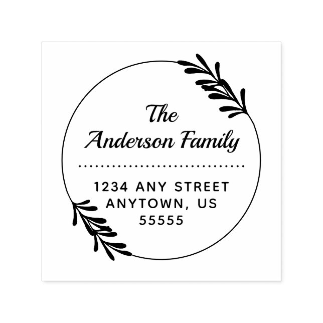 Willow Leaves | Circle Return Address Self-inking Stamp (Design)