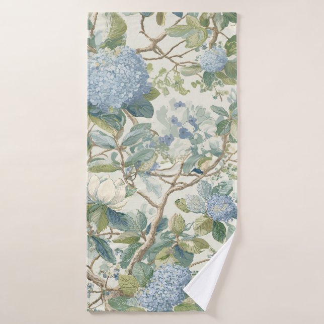 Willow Little Magnolia Wallpaper Floral Coastal Bath Towel (Bath Towel)