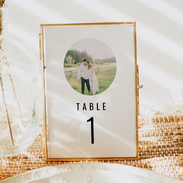 WILLOW Modern Minimalist Round Photo Table Number (Creator Uploaded)