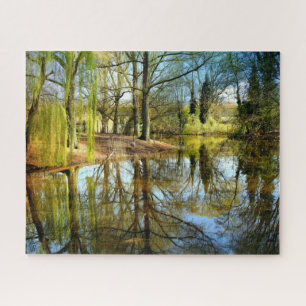 Willow Pond Water Reflection Jigsaw Puzzle