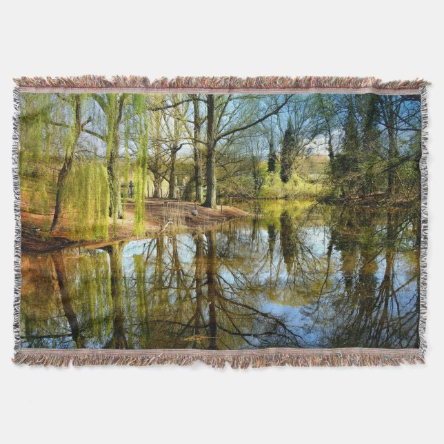 Willow Pond Water Reflection Throw Blanket (Front)