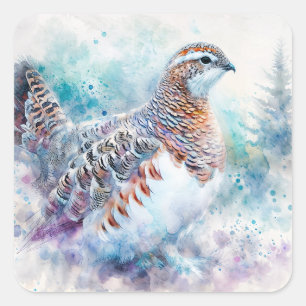 Willow Ptarmigan Winter Art Square Sticker