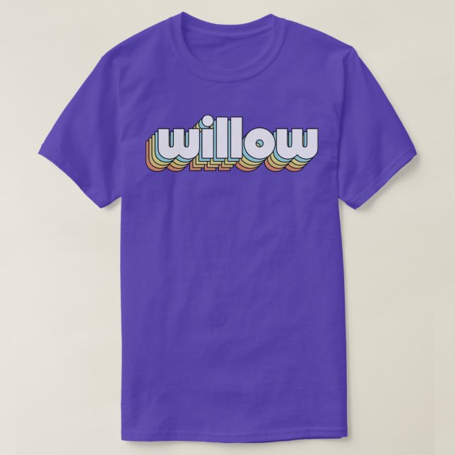 Willow Retro Rainbow Typography Faded Style 2 T-Shirt (Design Front)