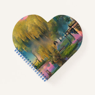Willow tree at sunset by the pond    notebook