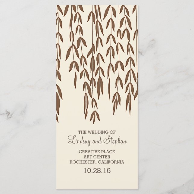 Willow Tree Branches Elegant Wedding Programs Programme (Front)