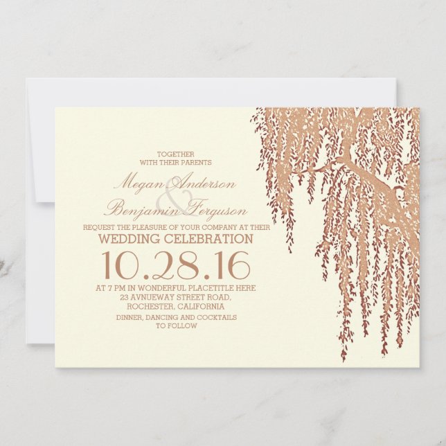 Willow tree elegant outdoor wedding invitations (Front)
