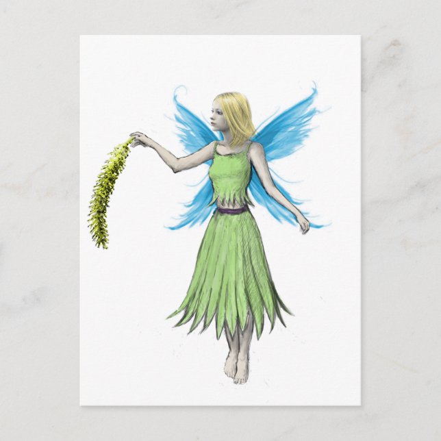 Willow Tree Fairy holding a Catkin Postcard (Front)
