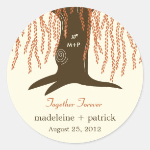 Willow Tree Fall Wedding Favour Sticker