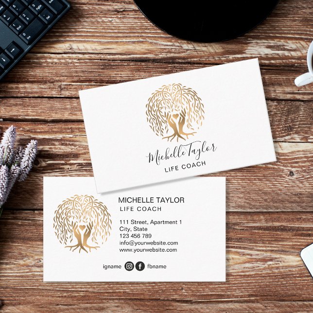 Willow Tree of Life Coach, Therapist, Psychologist Business Card (Creator Uploaded)