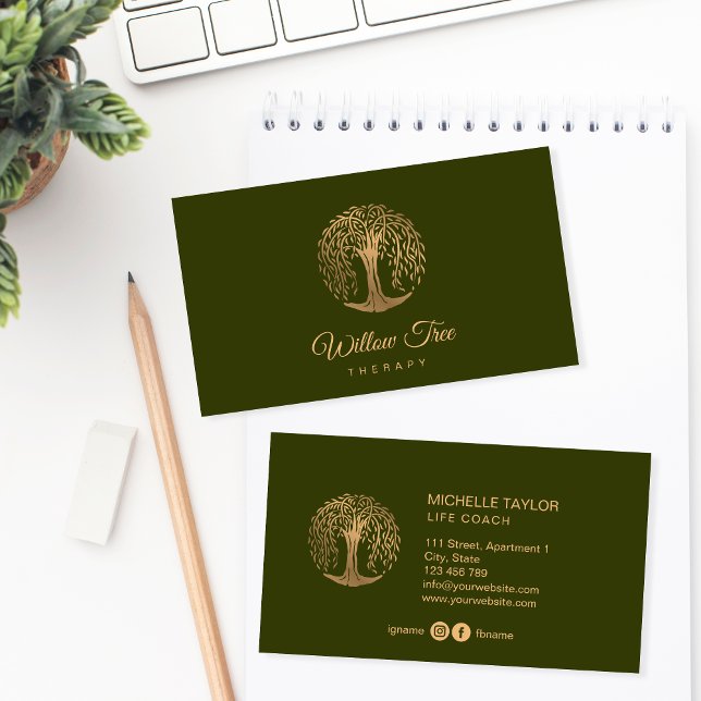 Willow Tree of Life Coach, Therapy, Psychologist B Business Card (Creator Uploaded)