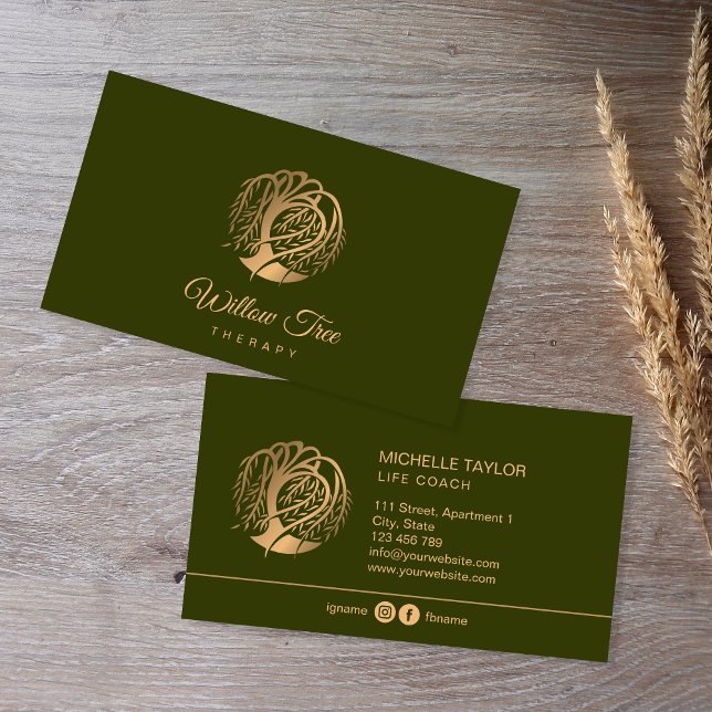 Willow Tree of Life Coach, Therapy, Psychologist B Business Card (Creator Uploaded)