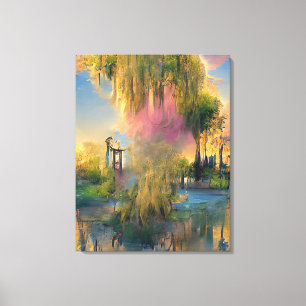 Willow tree of the future at sunset   Canvas Print
