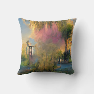 Willow tree of the future at sunset Cushion