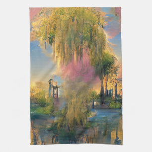 Willow tree of the future at sunset Tea Towel