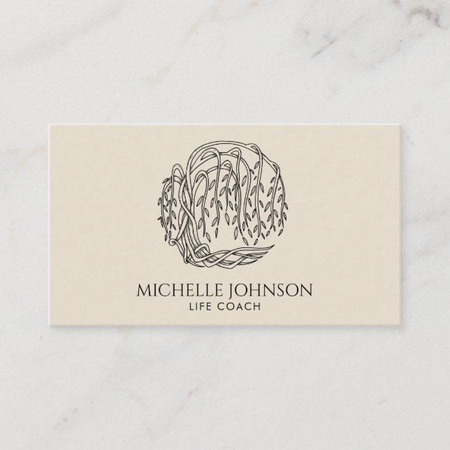 Willow Tree Photographer Logo Tree of Life Business Card (Front)