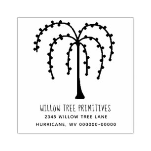 Willow Tree Rustic Business Family Name Address Rubber Stamp
