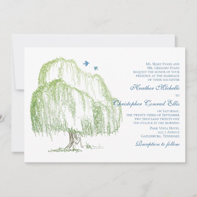Willow Tree Wedding Invitation (Front)