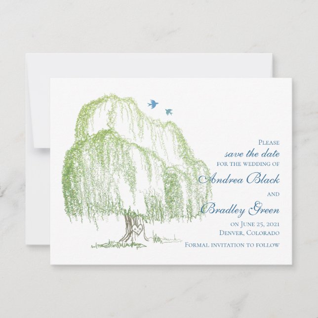Willow Tree Wedding Save the Date Announcement (Front)