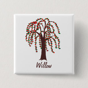 Willow Tree with Hearts - Customisable 15 Cm Square Badge