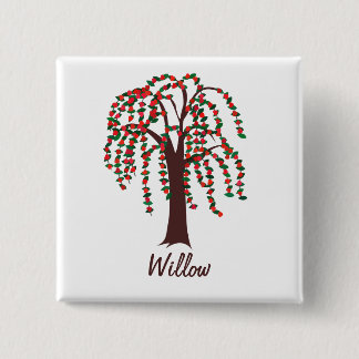 Willow Tree with Hearts - Customisable 15 Cm Square Badge