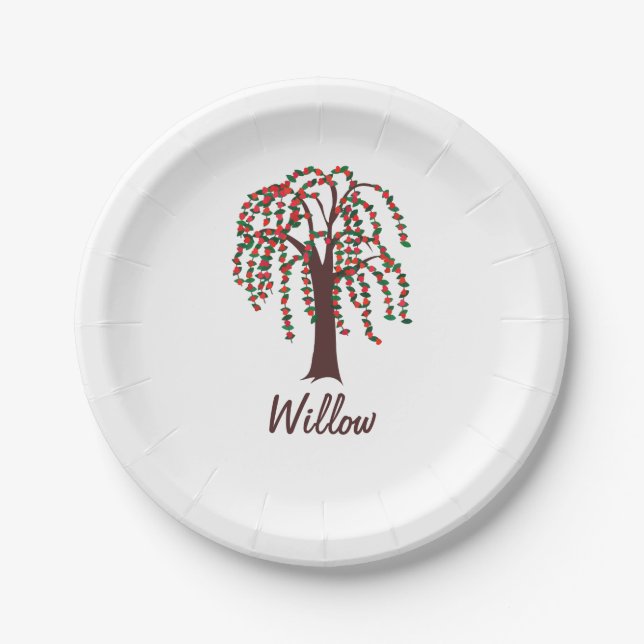 Willow Tree with Hearts - Customisable Paper Plate (Front)