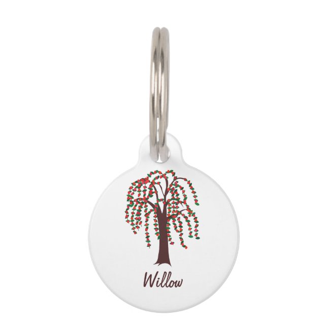 Willow Tree with Hearts - Customisable Pet Tag (Front)