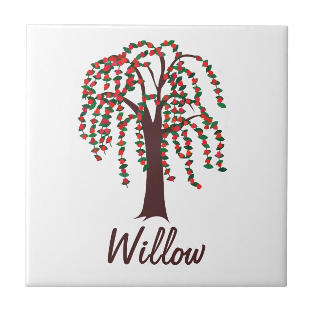 Willow Tree with Hearts - Customisable Tile (Front)