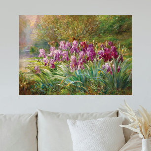 Willows and Irises by a Creek Poster