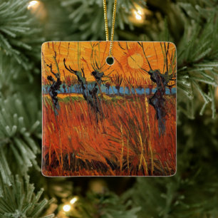 Willows at Sunset by Vincent van Gogh Ceramic Tree Decoration