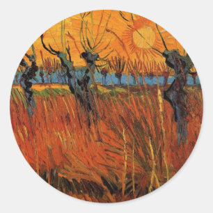 Willows at Sunset by Vincent van Gogh Classic Round Sticker