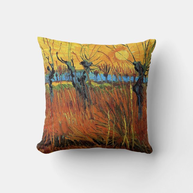 Willows at Sunset by Vincent van Gogh. Cushion (Front)