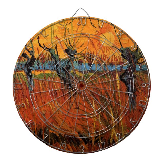 Willows at Sunset by Vincent van Gogh Dartboard (Front)