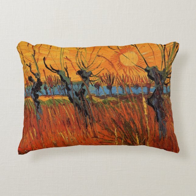 Willows at Sunset by Vincent van Gogh Decorative Cushion (Front)
